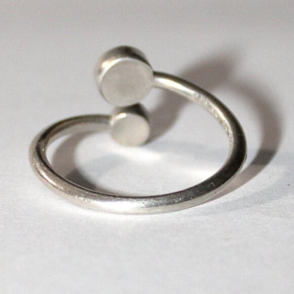 Alex and Ani Sterling Silver Light Blue Crystal By Pass Ring - Picture 3 of 7